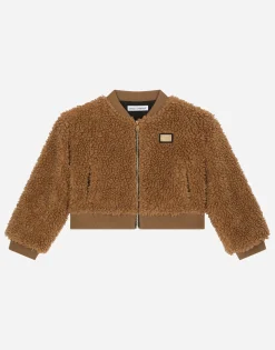 Padded faux shearling bomber jacket