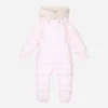 Padded quilted nylon snowsuit with all-over logo print