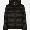 Padded satin jacquard down jacket with all-over DG logo
