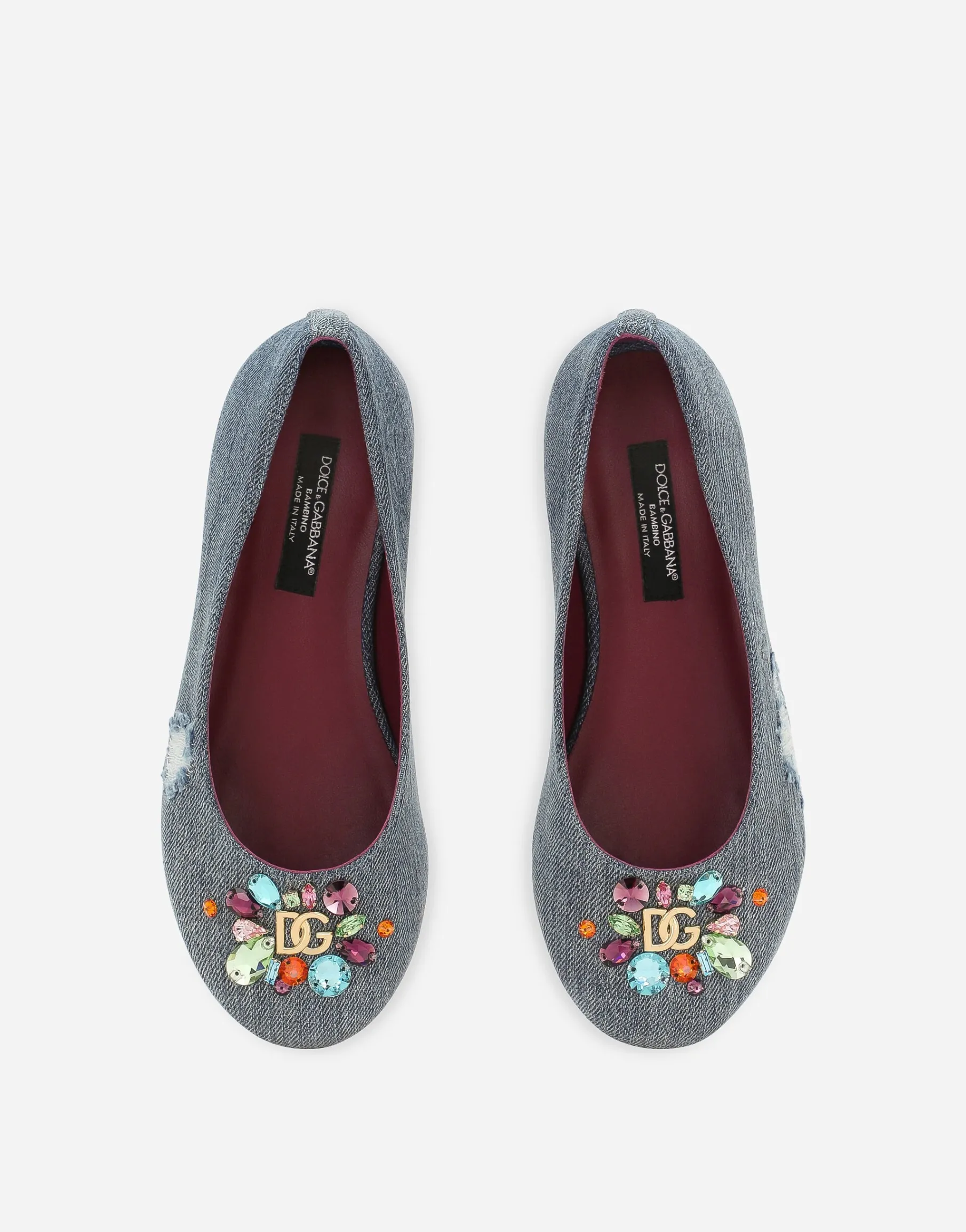 Patchwork denim ballet flats