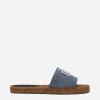 Patchwork denim espadrille sliders