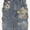 Patchwork denim miniskirt