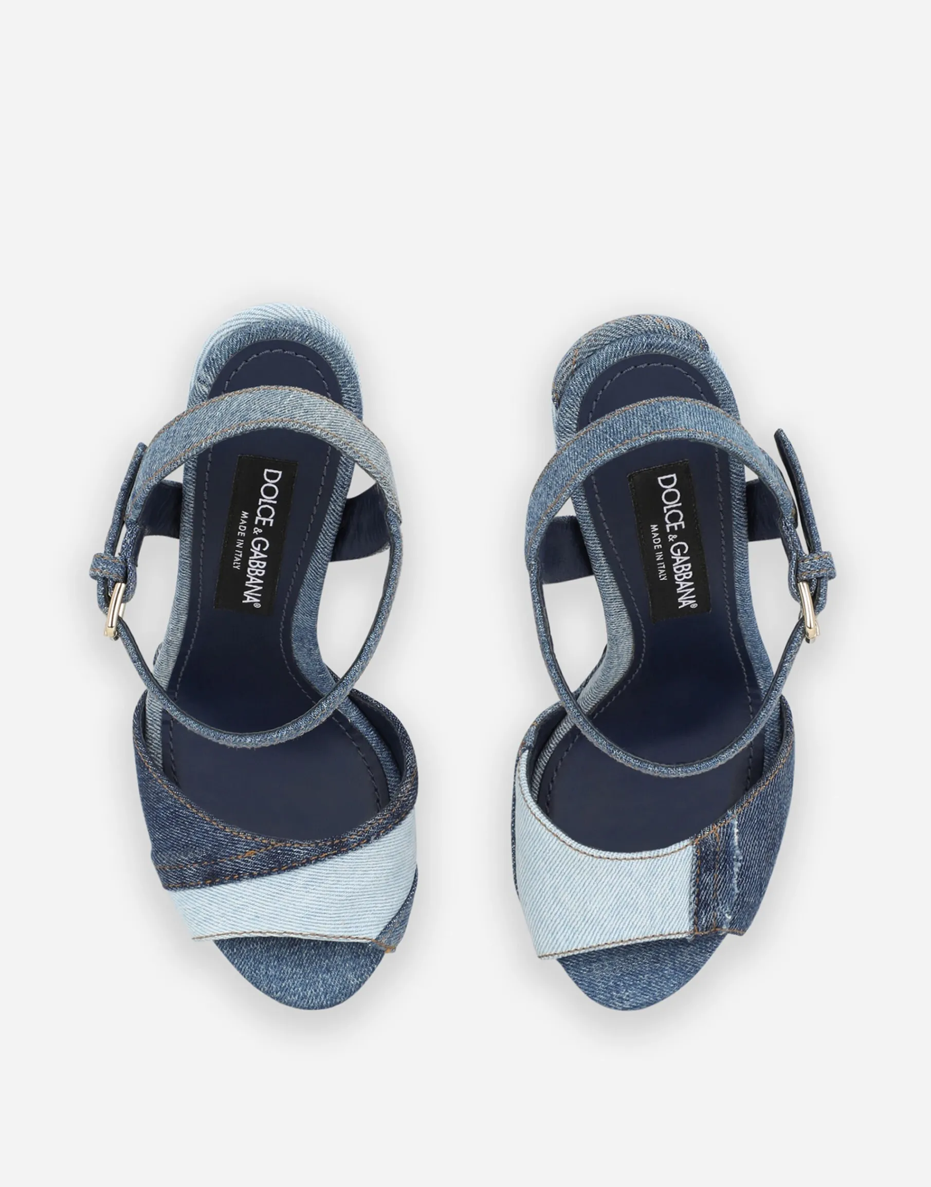 Patchwork denim platform sandals