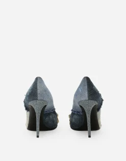 Patchwork denim pumps