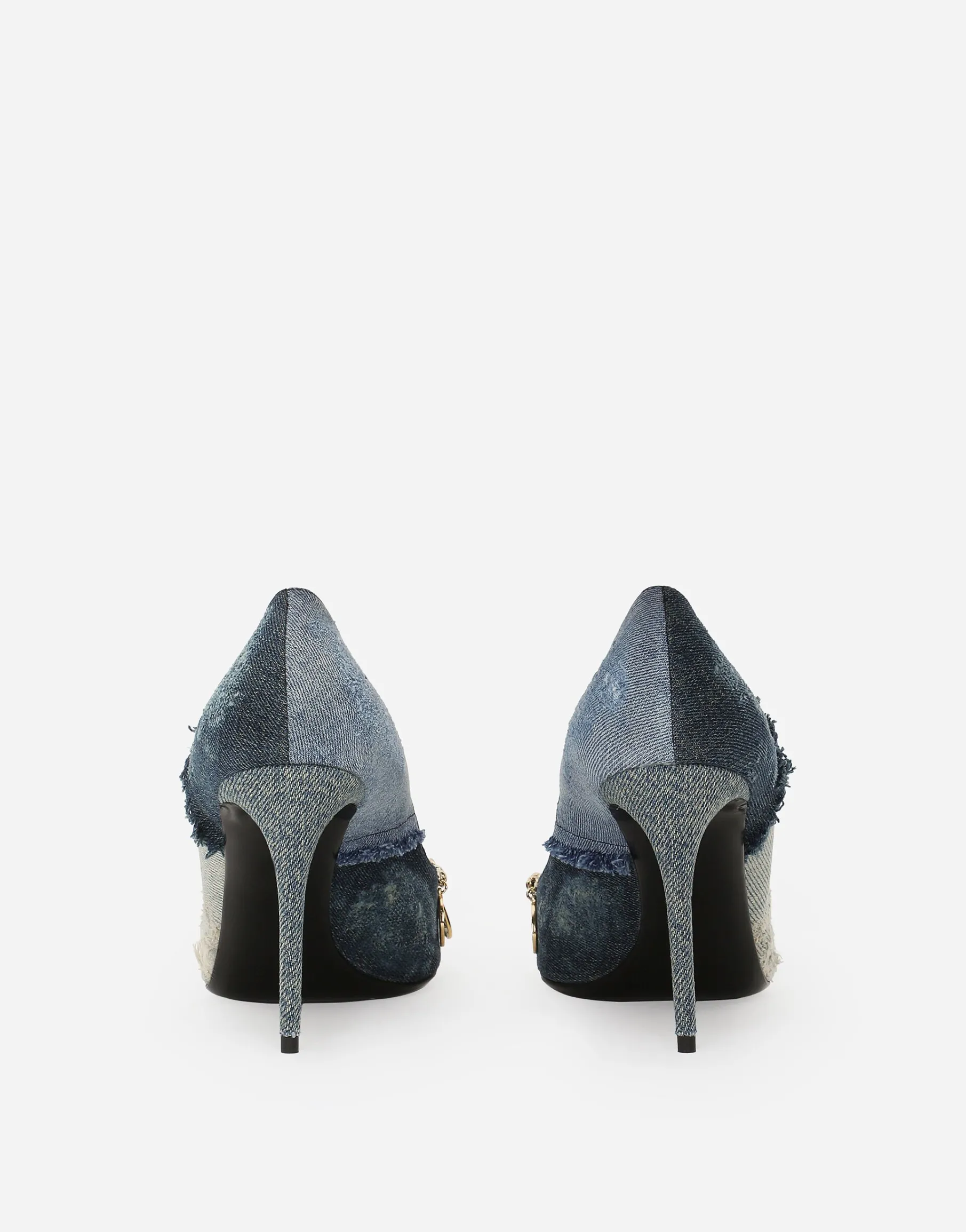 Patchwork denim pumps