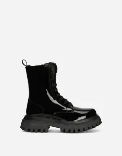 Patent leather ankle boots