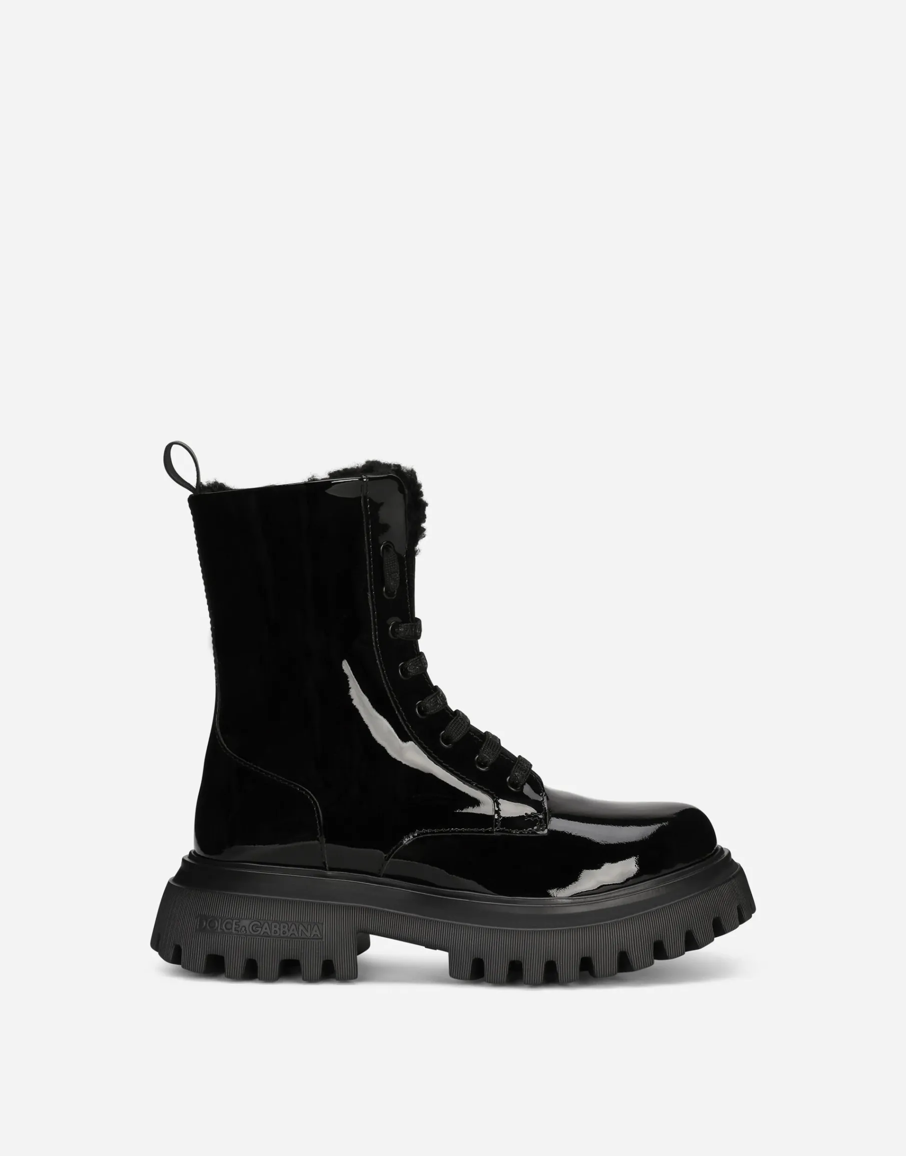 Patent leather ankle boots
