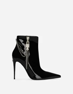 Patent leather ankle boots