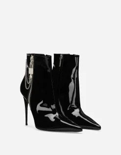 Patent leather ankle boots