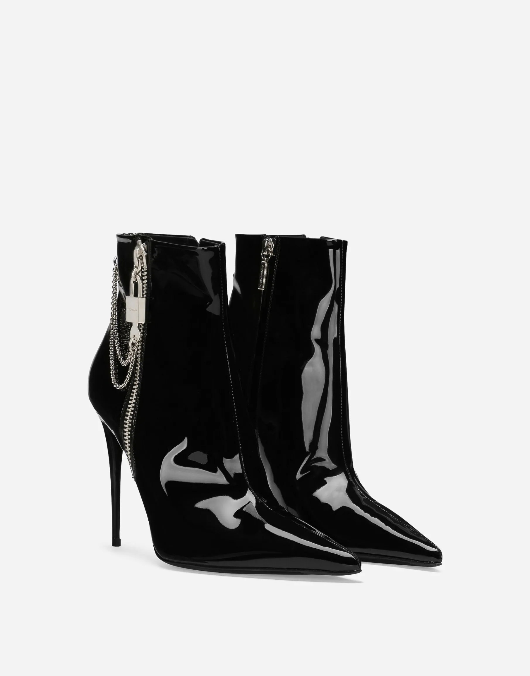 Patent leather ankle boots