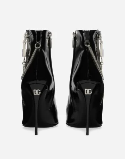 Patent leather ankle boots