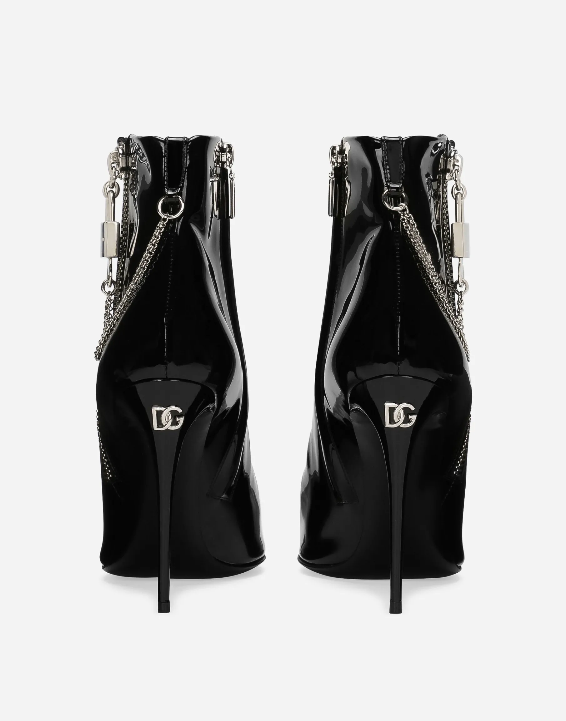 Patent leather ankle boots