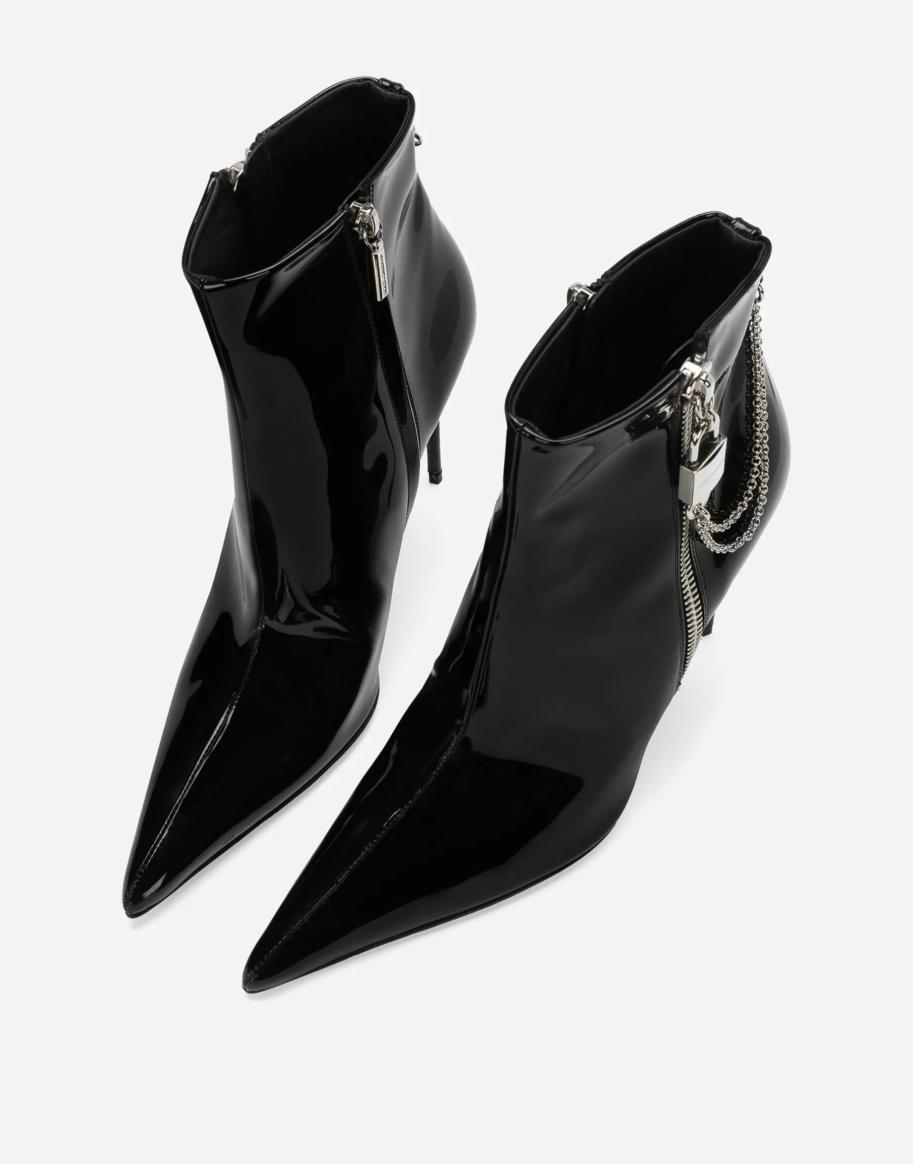 Patent leather ankle boots