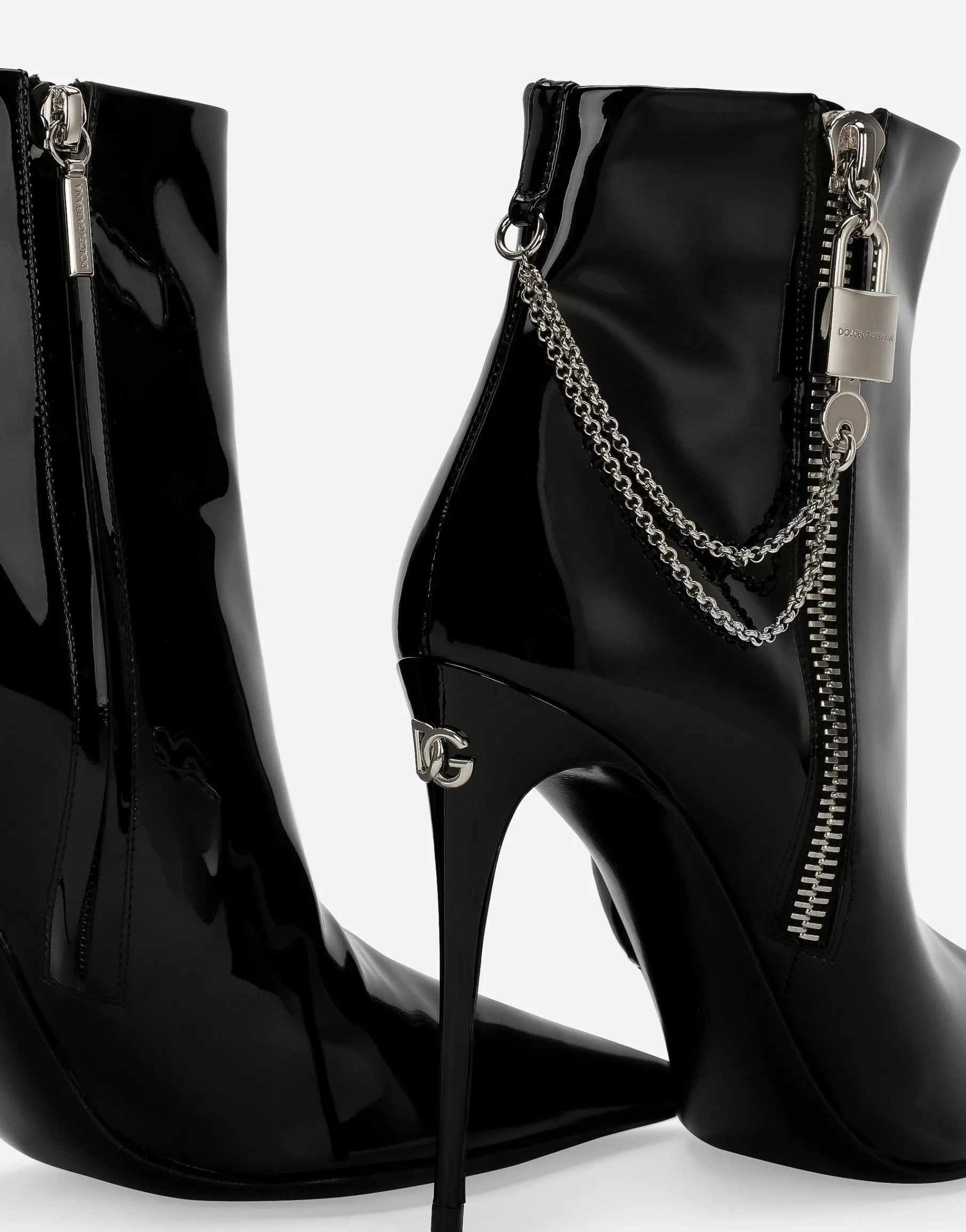 Patent leather ankle boots