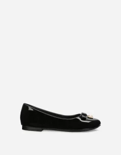 Patent leather ballet flats with metal DG logo