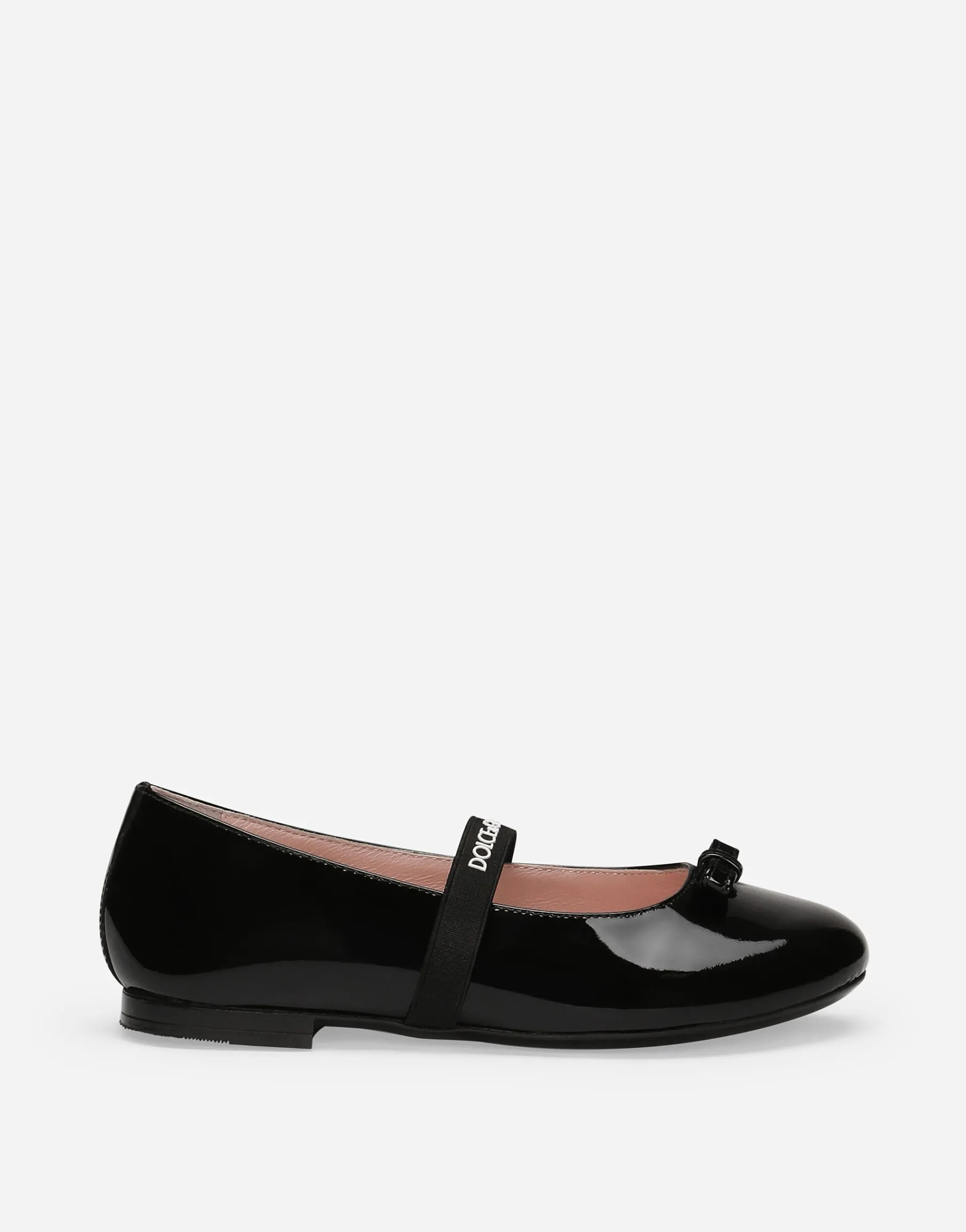 Patent leather ballet flats with bow