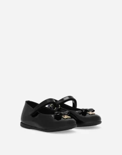 Patent leather ballet flats with metal DG logo