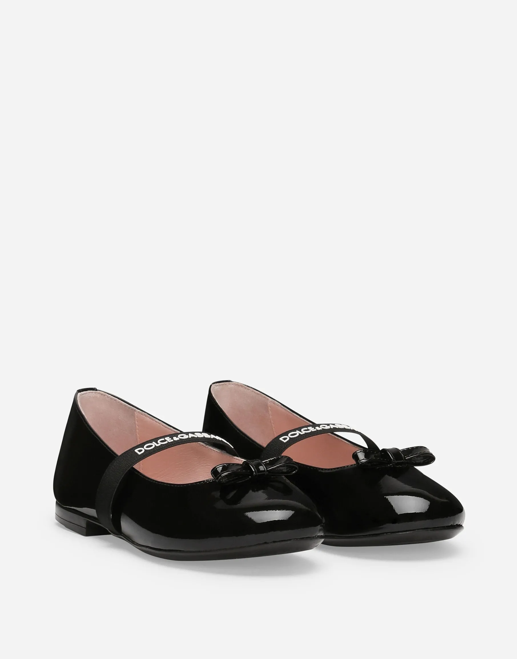 Patent leather ballet flats with bow
