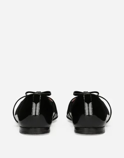 Patent leather ballet flats with bow