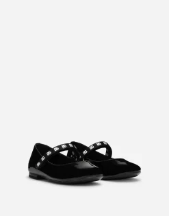 Patent leather ballet flats with DG-logo strap