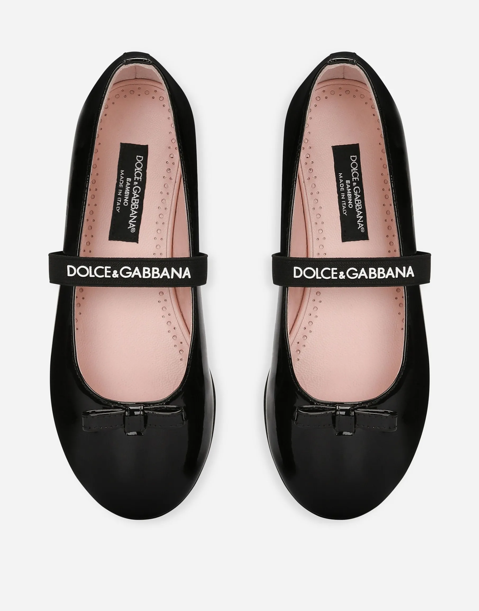 Patent leather ballet flats with bow