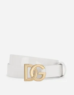 Patent leather belt with DG logo