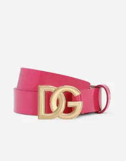 Patent leather belt with DG-logo buckle
