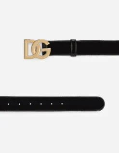Patent leather belt with DG logo