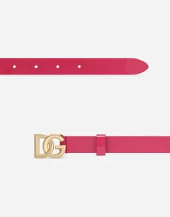 Patent leather belt with DG-logo buckle