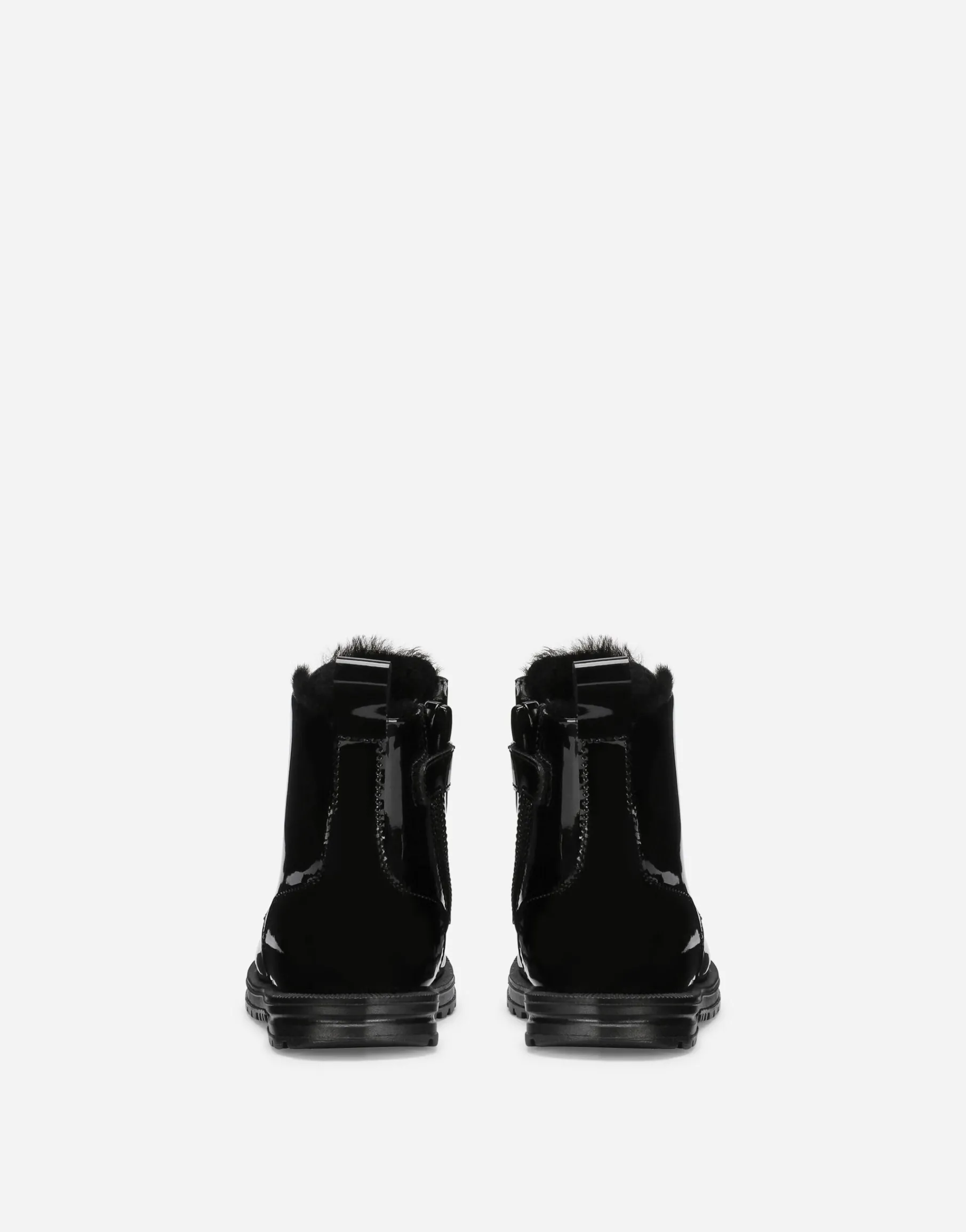 Patent leather combat boots