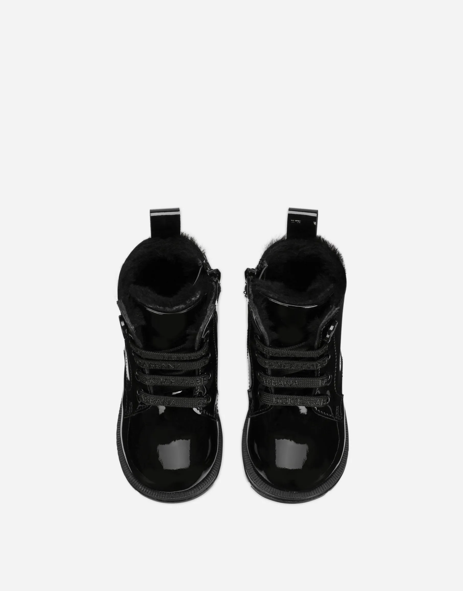 Patent leather combat boots