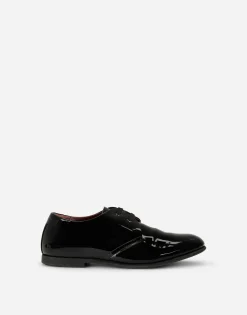 Patent leather derby shoes