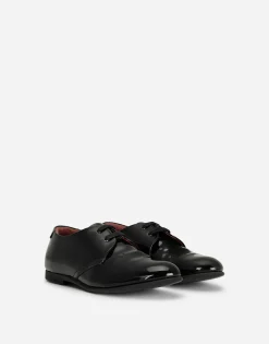Patent leather derby shoes