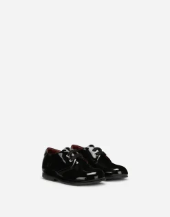 Patent leather derby shoes with logo