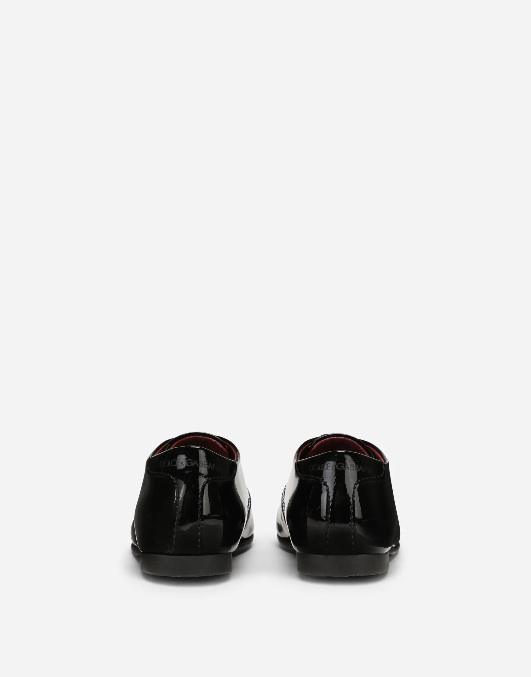 Patent leather derby shoes with logo