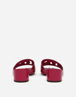 Patent leather DG mules with cut-out