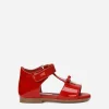 Patent leather first steps sandals with metal DG logo