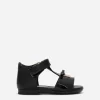Patent leather first steps sandals with metal DG logo