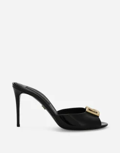 Patent leather mules with DG logo