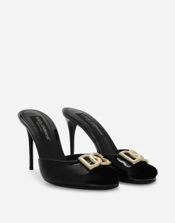 Patent leather mules with DG logo