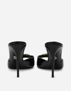 Patent leather mules with DG logo
