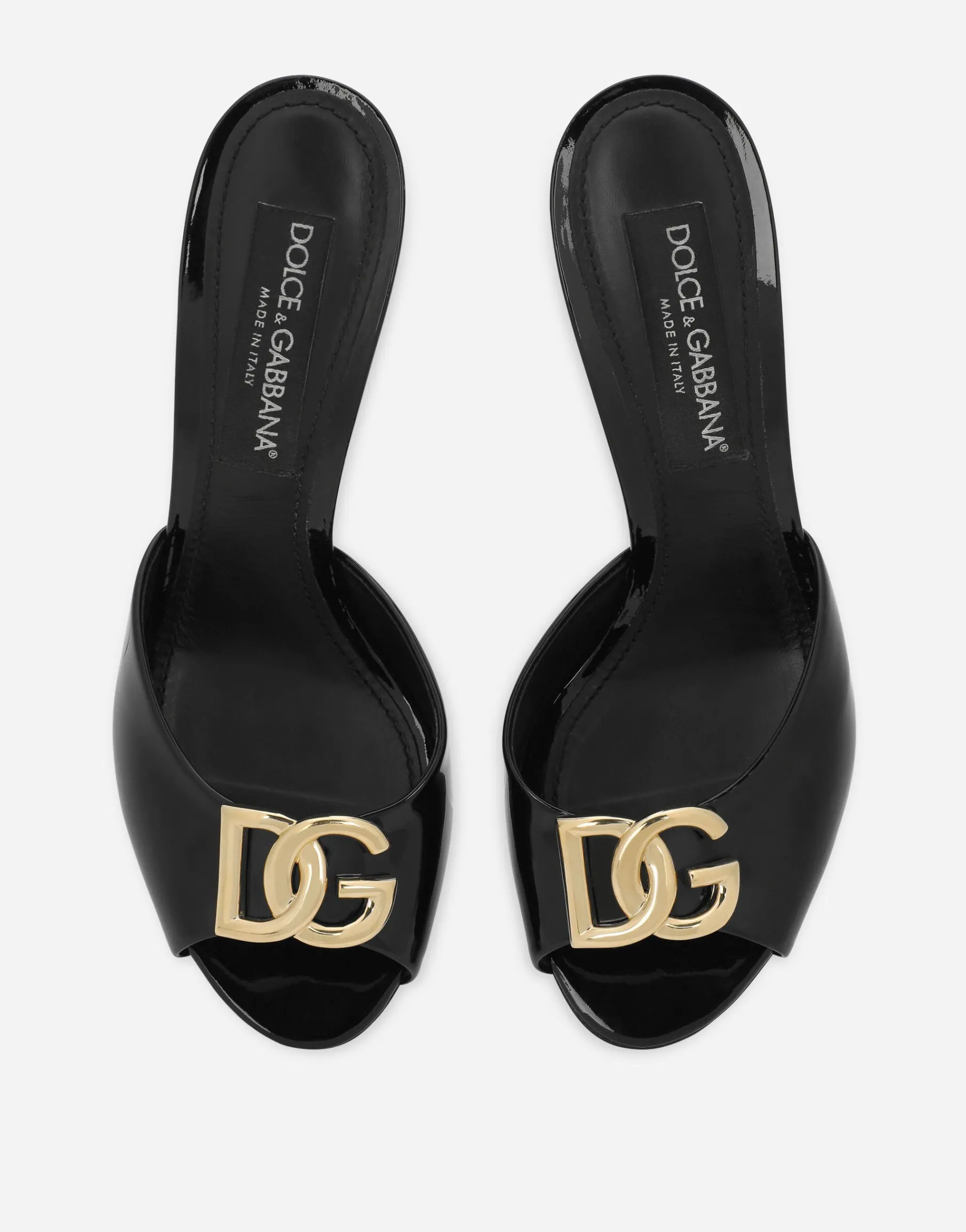 Patent leather mules with DG logo