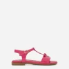Patent leather sandals with metal DG logo