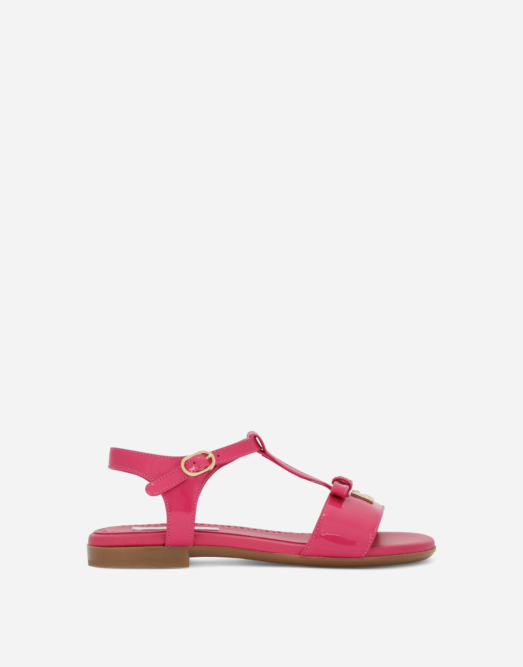 Patent leather sandals with metal DG logo
