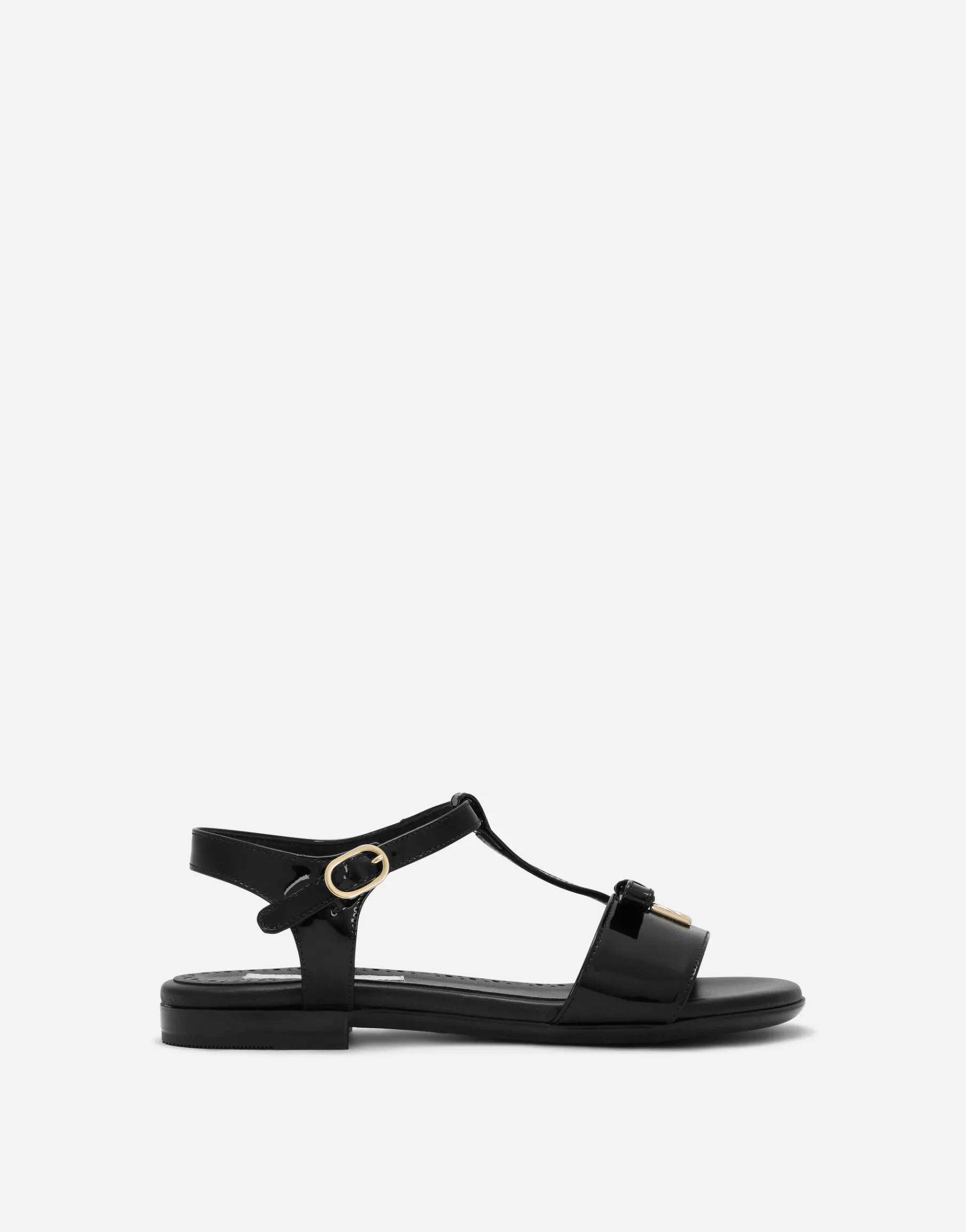 Patent leather sandals with metal DG logo