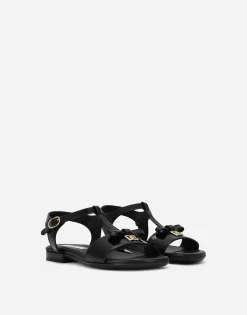 Patent leather sandals with metal DG logo