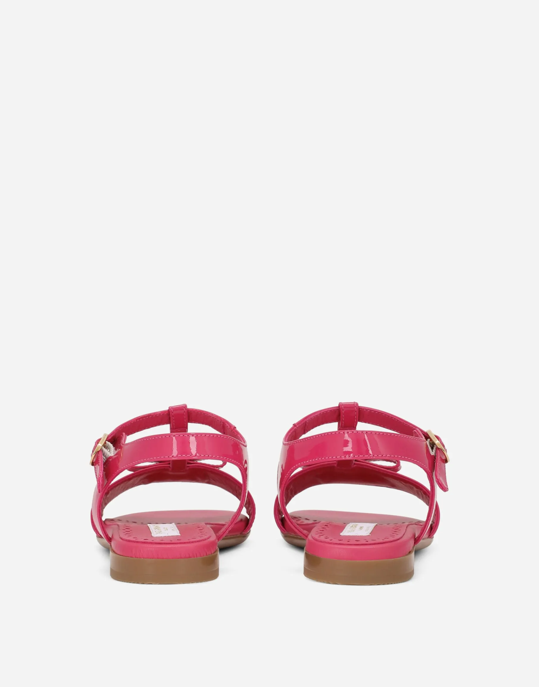 Patent leather sandals with metal DG logo