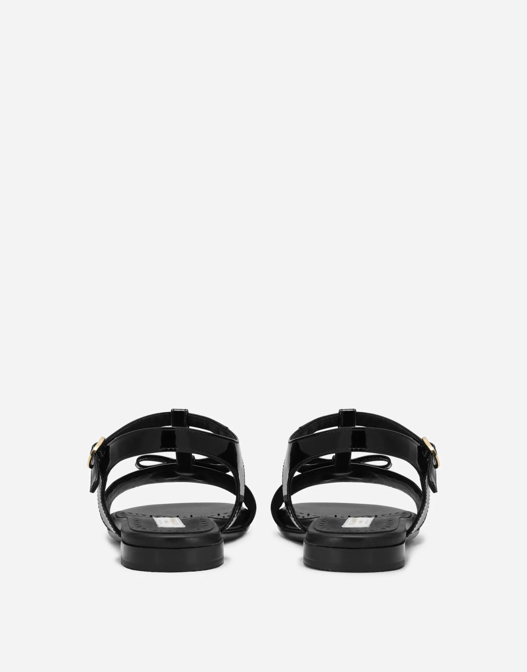 Patent leather sandals with metal DG logo