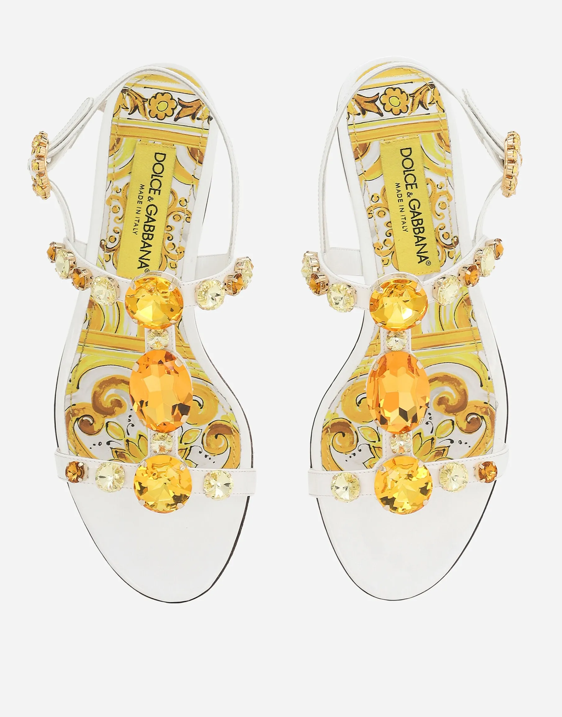 Patent leather sandals with stone embellishment