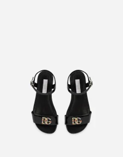 Patent leather sandals with DG logo